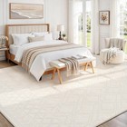 8x10 Area Rug Washable Beige Moroccan Geometric Soft Non Slip Living Room Carpet