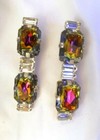 Vntg 1980s Il Gioiello Di Firenze Italy Gorgeous Watermelon Rhinestone Earrings