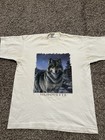 Vintage 1993 Single Stitch Wolf Silhouette White T-shirt Size Large Rare Vtg
