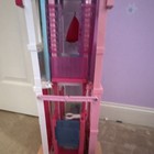 Barbie Pink white Plastic Dollhouse Playset W  Furniture   Dolls - 11 In
