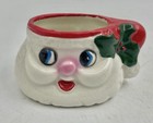 Vintage Kitschy  Santa Claus Mini Mug Blue Eyes Pink Nose Japan Christmas