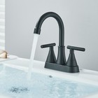 Black 4inch Bathroom Sink Faucet 3holes Vanity Mixer Swivel Spout Tap With Drain