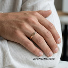 Lab Created Moissanite Ring 925 Sterling Silver Yellow Gold Plated Minimalist