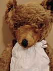 24 Inch Vintage Mohair Fur Teddy Bear 1930s-50 s Jointed Brown Embroidered Nose