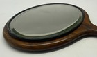 Antique Hand Mirror Wood Sterling Silver Cartouche Beveled Glass Oval Vanity 14 