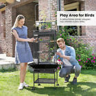 72   Wrought Iron Large Bird Cage W  Play Top Rolling Stand Parrot Finch Cage