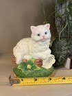 Vintage White Kitten Cat Blue Eyes Figurine Porcelain  Read