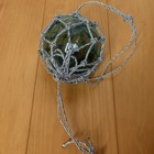 Japanese Glass Fishing Float Rare 4  Light Green With Double F Mark Rope Net