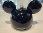 Disney Parks Mickey Mouse Christmas Ornament Classic Ear Hat Black Blown Glass