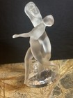 Lalique Vintage Fine French Crystal Figural Group Of Two Dancing Female Nudes