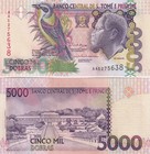 Sao Tome Principe 5000 Dobras 2004 P 65c Unc Aa Prefix 1 20 Bundle Lot 5 Pcs