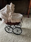 Victorian Style 16 5    Baby Doll Carriage Wicker Metal Rubber Wheels Stroller