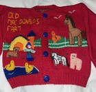Vintage 1989 Aunti M s Fantasies Old Mcdonalds Farm 3d Cardigan Sweater 18m