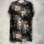 Womens Black Floral Sheer Kimono Cardigan Duster Lightweight Cover-up Sz M