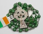 Irish Catholic Rosary Green Glass Beads Erin Crucifix Lourdes Made In Ireland