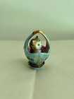 Rare Vintage Limoges France Hand Painted Cat In Blue Floral Basket