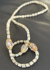 Vtg Clear Glass French Ambassador  Lampwork Floral Venetian Trade Bead necklace
