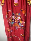 Handmade Women   s Red Mexican Dress  Embroidered Floral  Short Sleeve  One Size