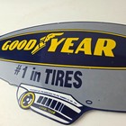 Vintage Goodyear Blimp Sign - Porcelain Gas Service Tires Advertising Sign