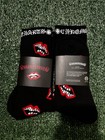 Chrome Hearts Men   s Crew Socks Black Red Lips Logo Size L 1 Pair