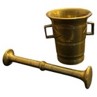 Antique Heavy Solid Brass Mortar And Pestle Pharmacy Apothecary 3 5    Tall  4