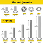 224 Piece Stainless Steel Hex Bolts Nuts Assortment Kit 1 4-20 Sae Repair Use