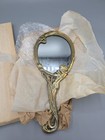 Vtg Ornate Art Nouveau Handheld Vanity Mirror Metal Brass Lady Nude Handle 9 