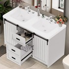 47  Bathroom Double Sink Vanity Cabinet Ceramic Vessel Double Sink Cabinet White