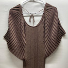 Vintage Spiegel Ribbed Mini Dress Women s Medium Gold Tan Shimmer Batwing Top Ec