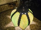 Vintage Green Tulip 8 Panel Slag Glass Hanging Lamp 10    W X  10    H