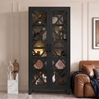 71  H Black Glass Storage Cabinet With 2 Doors And 4 Adjustable Shelves