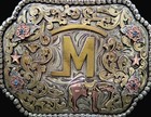 Ranch Brand M Horse Trophy Belt Buckle
