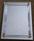 Vtg Art Deco Mirror Vanity Dresser Perfume Tray Lucite Rod Brass Tip Rails 8x11