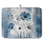 Dish Drying Mat For Kitchen Counter 18x24 Inch Blue Grey Daisy Drying Pads