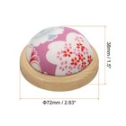 Pin Cushion Wooden Base Japanese Style Round Pincushion  Purple Floral Style