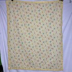 Vintage Baby Crib Quilt Blanket 55x43 Nylon  Satin Trim Yellow Baby Animals