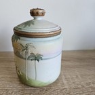 Morimura Antique Nippon Porcelain Humidor Hand Painted Palm Tree Oasis Moriage