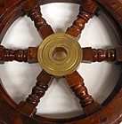 Vintage 12  Ship Steering Wheel Pegged Wood Brass Hub Nautical Boat Wall Decor