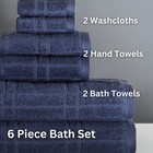 6-piece Towel Bundle 100  Cotton  Navy performance Texture Bath Towel Set