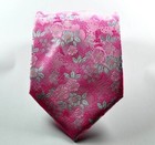 New Luxury Florals Pink White Jacquard Woven 100  Silk Men s Wedding Tie Necktie