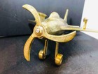 Vintage Solid Brass Airplane Sculpture Model Desk Paperweight Decor 11x13 