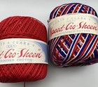 4 Ball Lot Speed Cro-sheen Crochet Cotton Reds  2    White   Red White   Blue