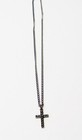 Dark Antique Silver Plated Beaded Cross Charm Necklace