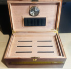 Wooden Cigar 2 Row Humidor With Hygrometer   Humidifier