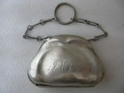 Antique Art Nouveau Chatelaine Silver Epns Finger Ring Lining Coin Purse Jmvg