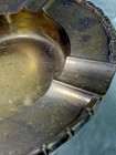 Vintage Brass Ashtray Bamboo Rim 10in 4-cigar Rest Heavy Mid Century