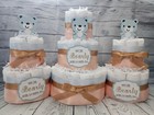 3 Tier Diaper Cake And Sets - Teddy Bear Theme Diaper Cake Pink Blue Brown Peach