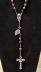 Vintage Cloisonn   Rosary     Red Floral Beads  Silver Crucifix  Made In Italy