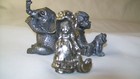 3 Vintage Pewter Figures Holly Hobbie  Elephant   Boy With Frog Michael Ricker 