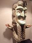 Carved Wooden Mexican Guerrero Mask Medusa Two Snakes Folk Art Wall Hanging